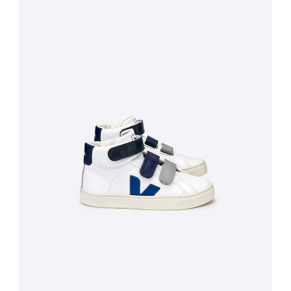 Veja ESPLAR MID LEATHER Vysoke Detske White/Blue | SK 683YXF